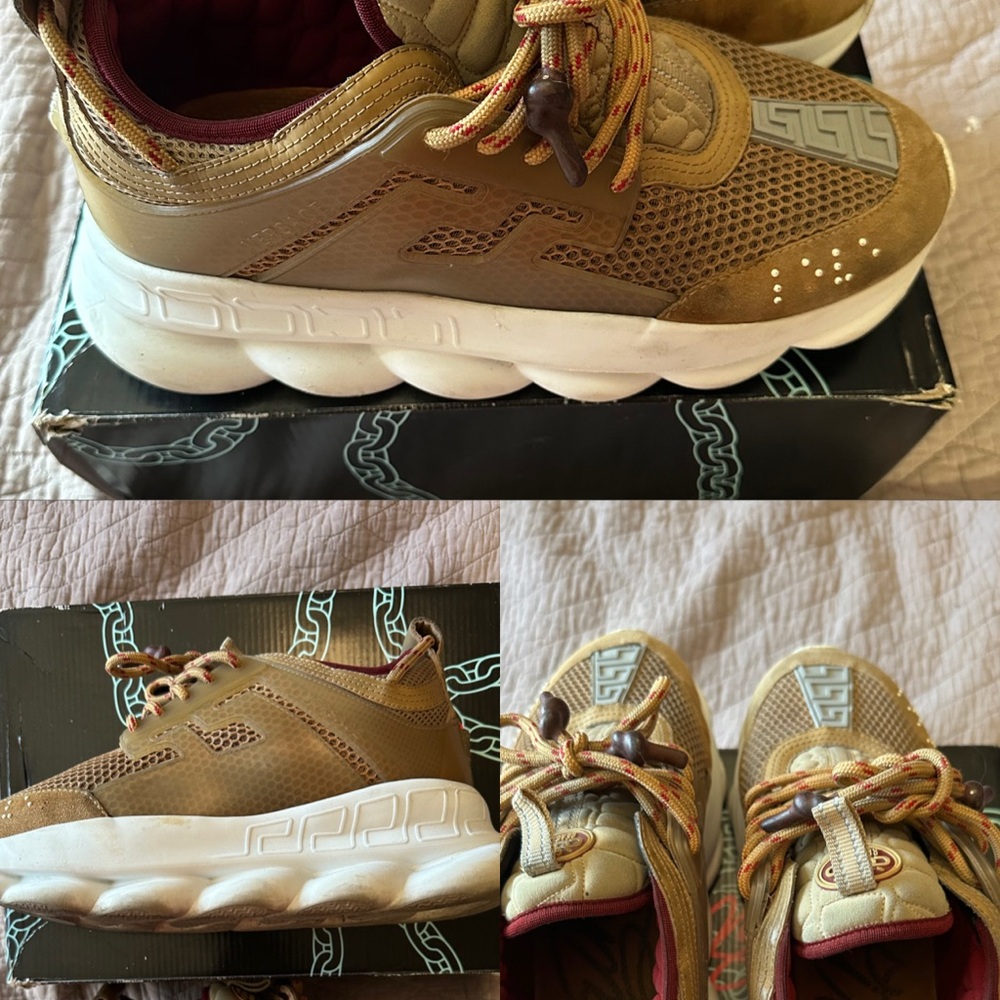 Tan Athletic Shoes with Cushioned Sole and Breathable Mesh